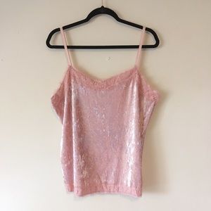 NWOT Powder pink velvet lace camisole top XXL